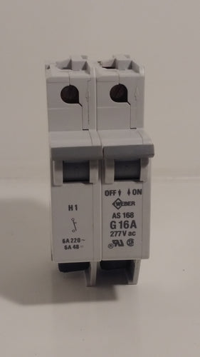 Weber AS168 G16A 16amp 277v Pole Circuit Breaker DIN Mount