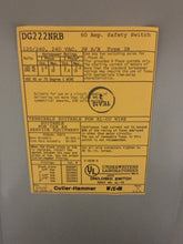 Eaton Cutler Hammer General Duty Fusible Safety Switch 60amp Type 3R 2 Pole DG222NRB